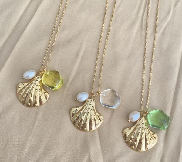 

pendant necklaces shell series super flash crystal necklace freshwater pearl versatile jewelry, Silver