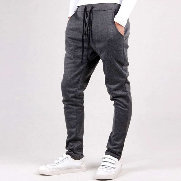 

2021 casual sports men's long pants, korean slim cotton pants, Black