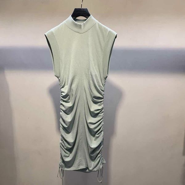 

2021 Spring Summer New Women's Fashions Around the Neck Streetwear Waist High Average Length Without Sleeves Mini Dress Quus, Black;gray