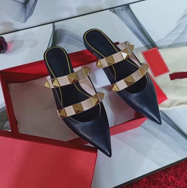 

fashion women sandals rivet slippers bohemian diamond pointed slippers woman flats flip flops shoes summer beach slides sandals shoe10 02, Black