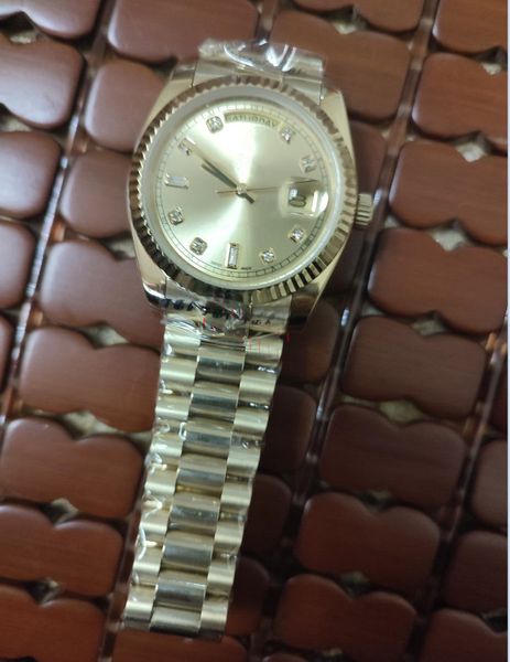 

mens watch 218238 41mm asia 2813 mechanical diamond dial sapphire 18k yellow gold stainless steel bracelet luxury watches original box ppaer, Slivery;brown