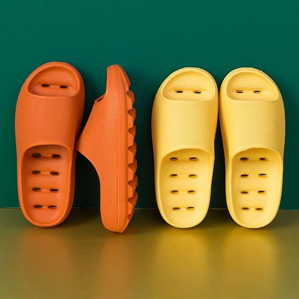 

super soft thick soles leak bath bathroom slippers female summer indoor/outdoor soft soles drain quick dry cool slippers, Black