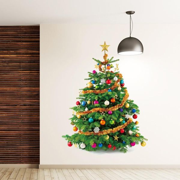

christmas decorations tree sticker colorful hanging decoration wall stickers pvc waterproof 2021 product living room decor