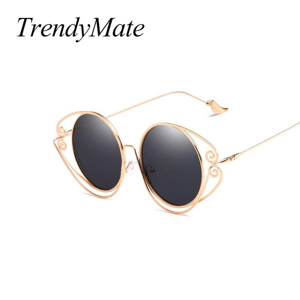 

sunglasses trendymate steampunk round women brand designer sun glasses female quality ladies shades mirror lunette 1434t, White;black