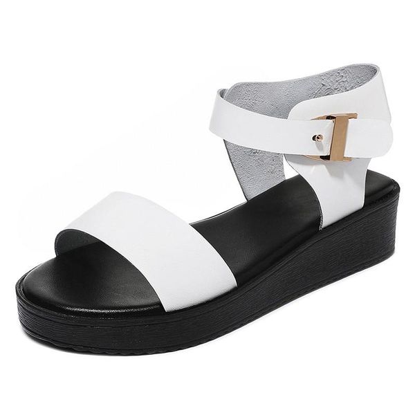 

sandals summer female shoes 35-42 women's leather non slip soft sole comfortable flat women beach mother walking, Black