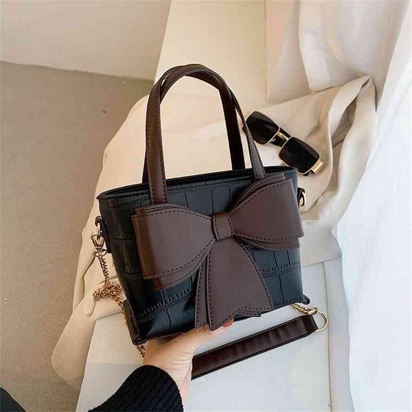 

2021 new versatile sentie bow niche design bucket women's chain one shoulder messenger bag