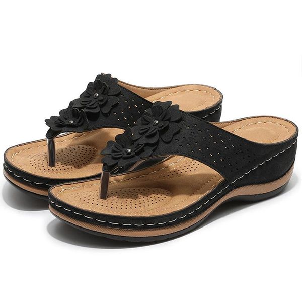 

slippers round head comfortable open toe sandals all-match rubber platform shoes women's flip flops 2021 the fashion solid color, Black