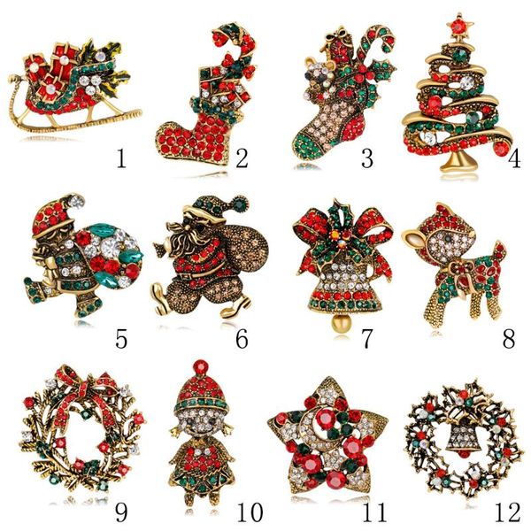 

pins, brooches creative christmas gifts crystal rhinestone santa claus trees socks hat sock for women gift, Gray
