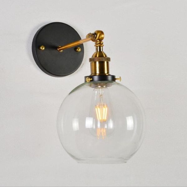 

loft vintage industrial edison wall lamps clear glass warehouse wall light fixtures e27 110v/220v bedside lightings mj1022
