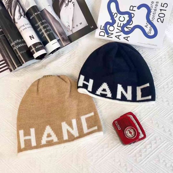 

new knitted hat autumn and winter the star warm fashion versatile street wool hat women's cold wardrobe accessories, Blue;gray