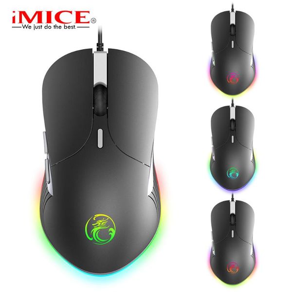 

mice imice x6 high configuration usb wired gaming mouse rgb programmable 6400/3200 dpi optical for lappc computer gamer