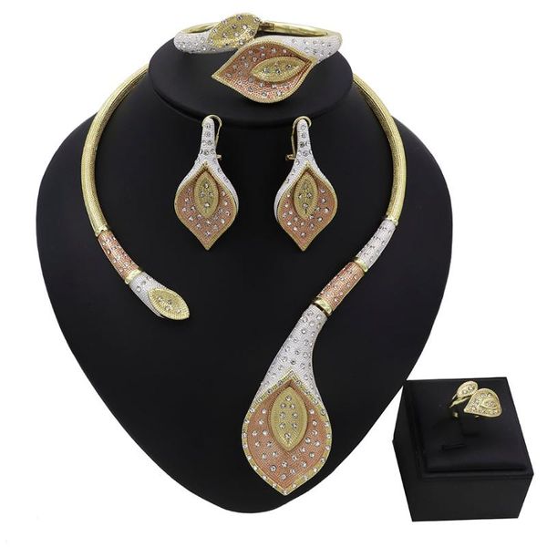 

earrings & necklace tsround african jewelry statement set bijoux acier inoxydable femme nigerian bridal, Silver