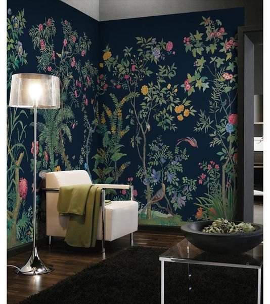 

wallpapers bacaz 3d custom pomural wallpaper design with leaf flowers and birds for hall room background papel de parede wall murals