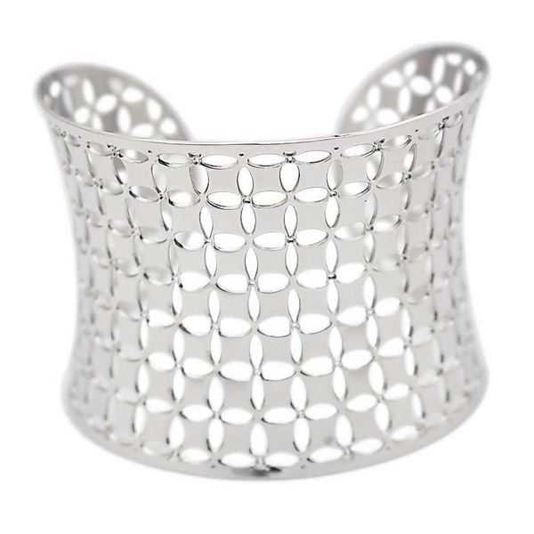 

silver color stainless steel carved bangle open bracelet can adjust popular exaggerated jewelry for women q0717, Black