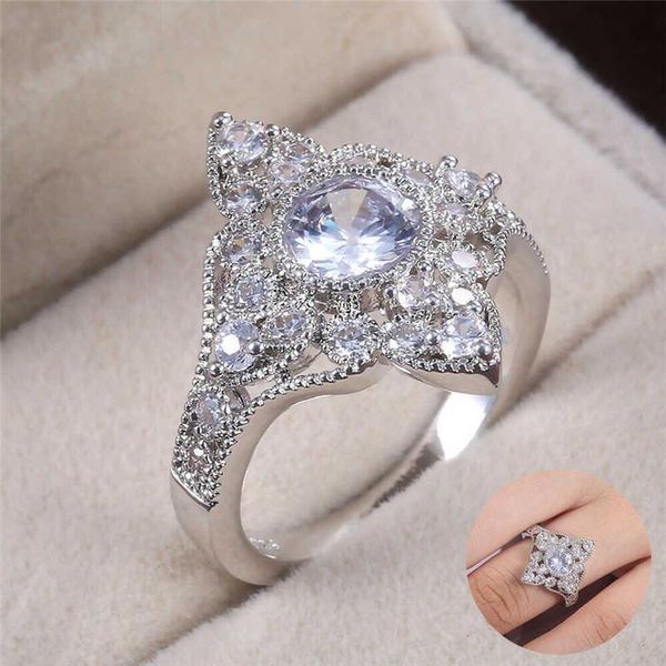 

wedding rings ring size 6-10 round silver color women engagement cut gorgeous, Slivery;golden