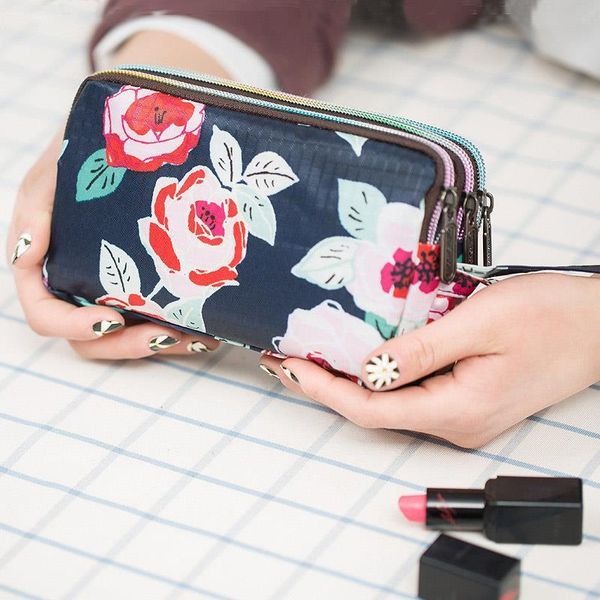 

1 pcs women lady wallet purse zipper fashion durable for mobile phone coin money h9, Red;black