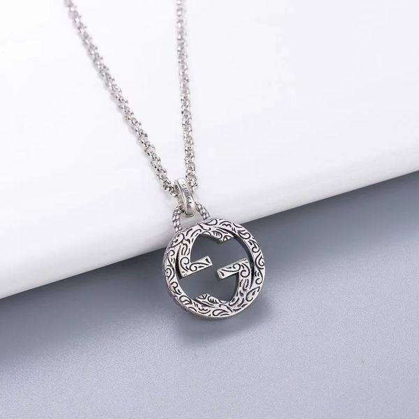 

s925 sterling silver net red fashion necklace for women and men alike couple double button clavicle tanabata valentine's day signature