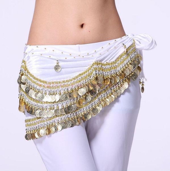 

stage wear belly dance costumes senior velvet gold coins belts for women dancing hip scarf, Black;red