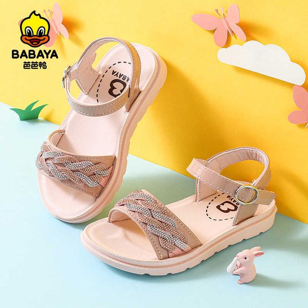 

babaya children's sandals girls fashion princess shoes breathable casual shoes 2021 summer new open-toed girls beach shoes c0602, Black;red