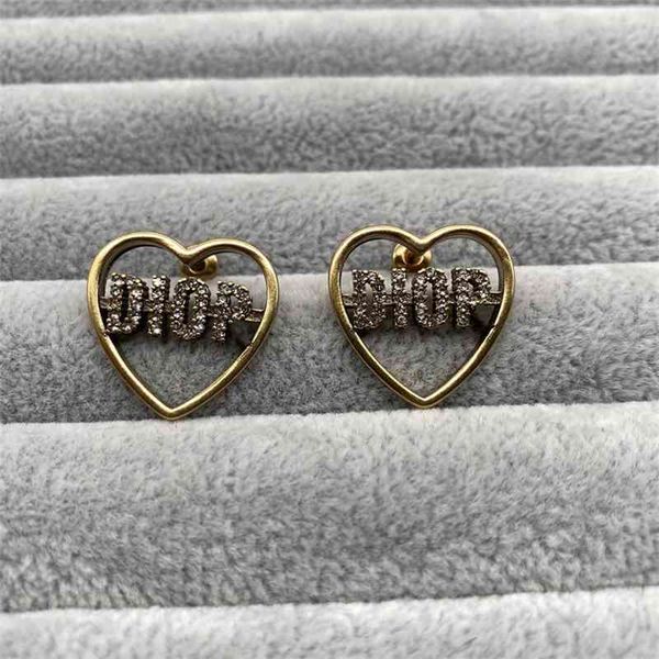 

75% off outlet online family letter full brass old net, red love earrings, korean style earrings, Silver