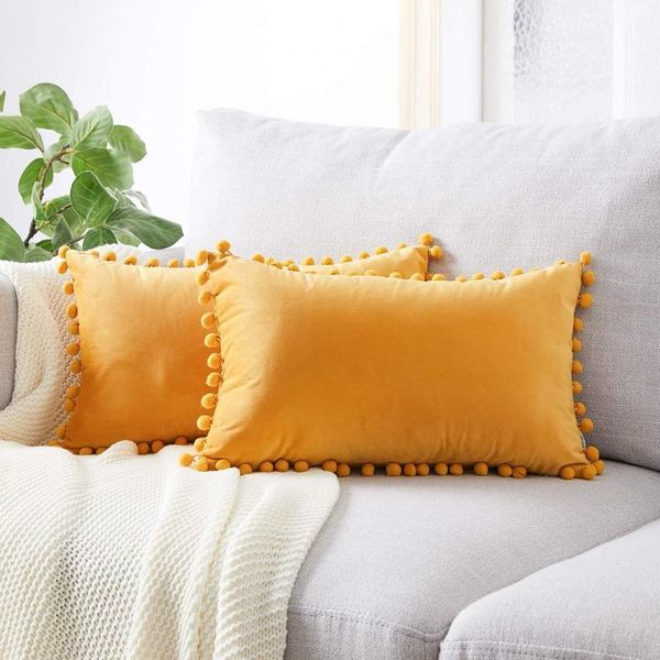 

cushion/decorative pillow cushion cover nordic throw covers soft velvet lace with balls pillowcase for home sofa car decorative decor 30x50c