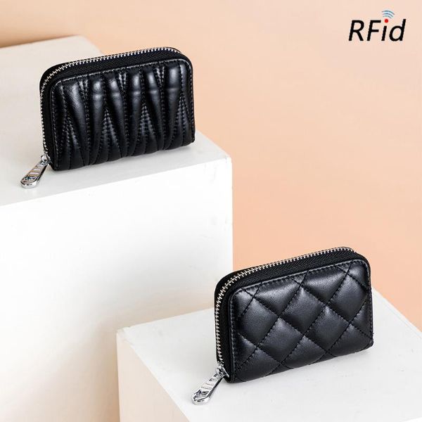 

card holders 2021 women's purse , sheepskin wallet ins, women rfid id badge holder cn(origin), Brown;gray