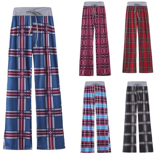 

women's pants & capris 2021 trouser high waisted women fashion casual straight elastic sweatpants loose bandage wide leg pantalones, Black;white