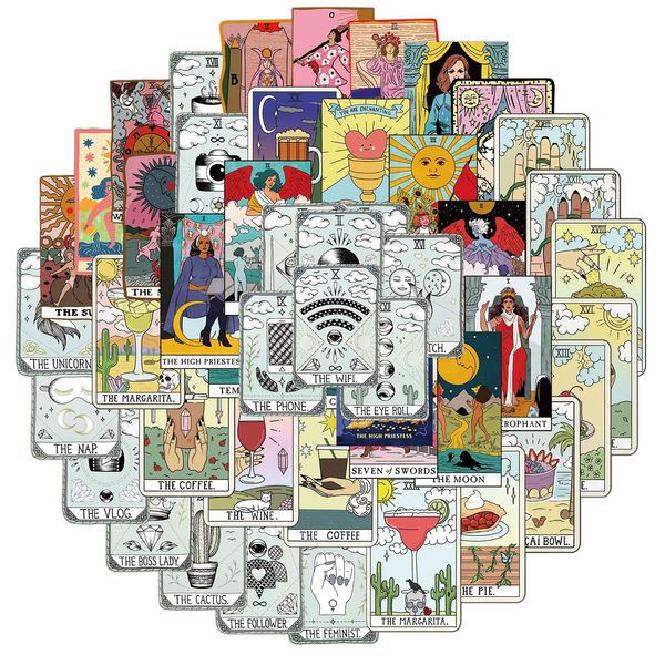 

50 pcs mixed tarot divination no repeating skateboard stickers for car lapfridge helmet pad bicycle bike motorcycle ps4 book guitar pvc deca