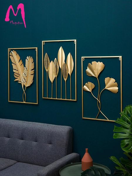

[mgt] nordic metal wrought iron leaf plant decorative painting wall hanging home living room dining room art gift