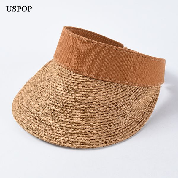 

2021 new women sun without adjustable visor cap patchwork wide brim straw hats beach hat ce7s, Blue;gray