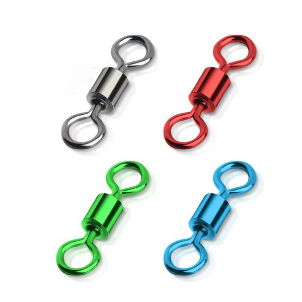 

30pcs multiple color shape stainless steel ball bearing fishing rolling swivels solid rings connector fishing tackle