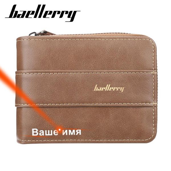 

baellerry 2021 classic black men wallet leather designer zipper wallet men luxury wallets and purses for coins money bag, Red;black