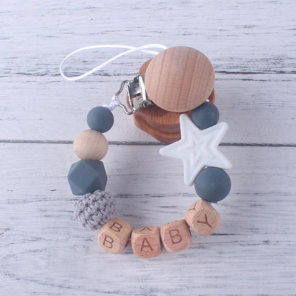 

pacifiers# personalized name handmade silicone baby wooden dummy pacifier clip teething chain teether chains holder pour bébés