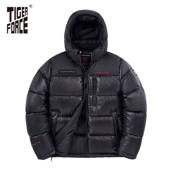 

tiger force men's winter jacket hooded coat casual clothing warm thick pocket zipper down jackets winter parka men brand 70793 211204, Black