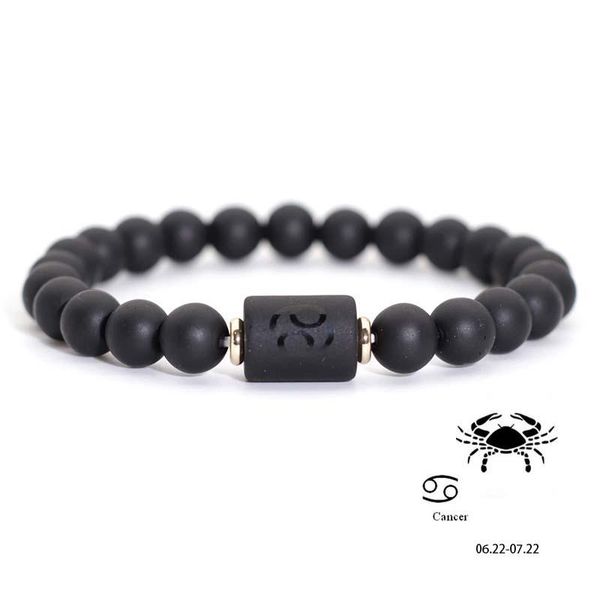 

charm bracelets 12 zodiac signs constellation bracelet virgo libra beaded braclet 8mm black onyx stone braslet gift for girlfriend joyas, Golden;silver