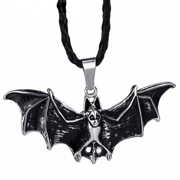 

pendant necklaces 2021 halloween punk necklace black bat animal ocs multilayer layered for women men party jewelry gift, Silver
