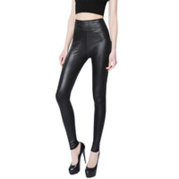 

women faux leather leggings workout push up waist pants matte slim breathable 96gk, Black