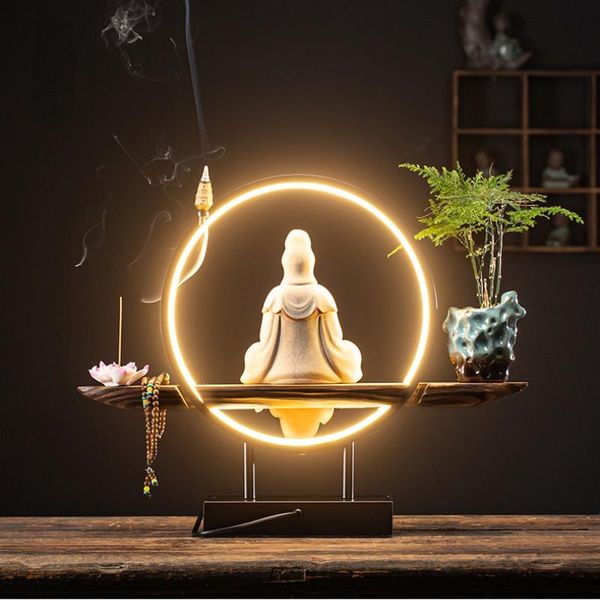 

fragrance lamps backflow incense burner with led light chinese holder waterfall ornaments encensoir decorations for home bd47xxl