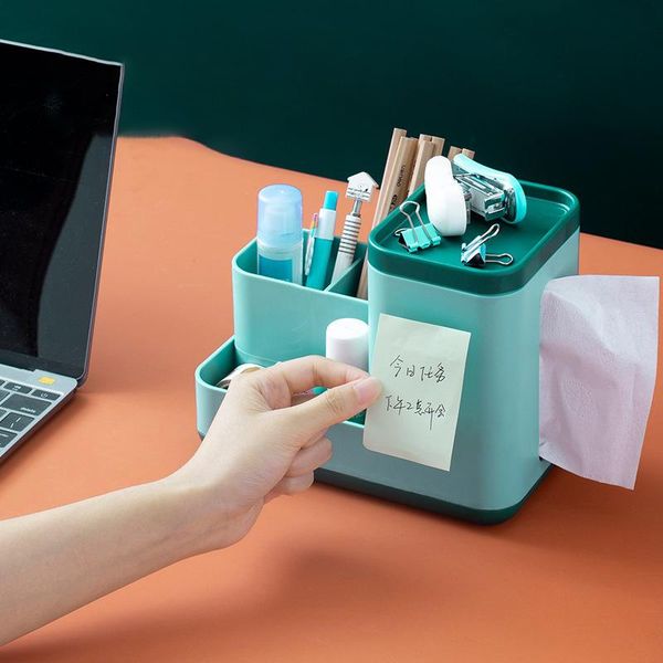 

tissue boxes & napkins pumping box creative multifunctional pen holder space saving storage cosmetic rack stationery case