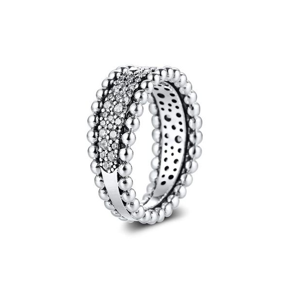 

cluster rings genuine 925 sterling silver beaded pave band finger for women wedding engagement jewelry berloques anillos wholesale, Golden;silver