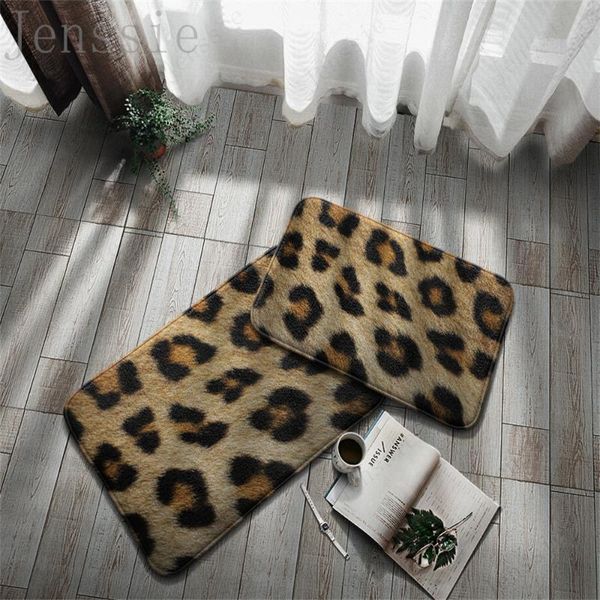 

carpets lepard doormats anti-slip animal fur print simulation 3d home for hallway livingroom kitchen balcony decoration dust rug