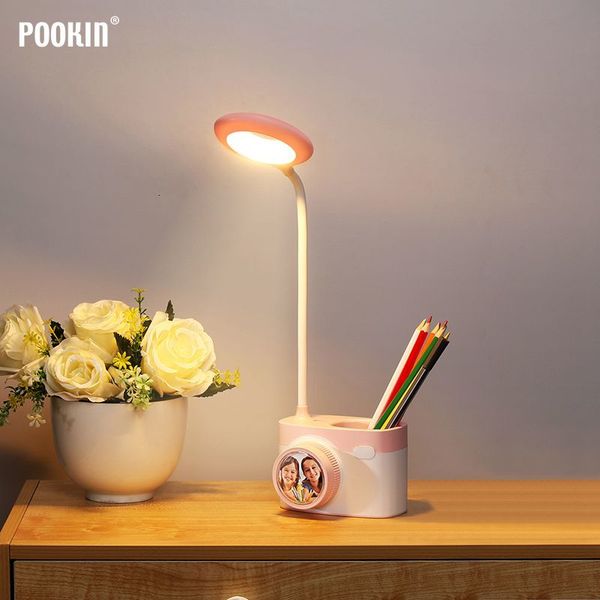 

2021 new usb olho proteger pode ser escurecido led rechargable touch sensor caneta recipiente dobrvel lmpada de mesa com mini foto para leit