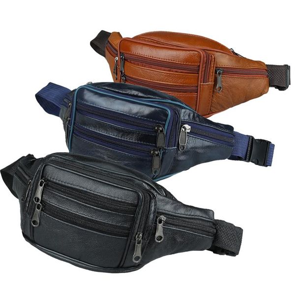 

waist bags brand fashion men genuine leather packs organizer travel pack necessity belt mobile phone bag