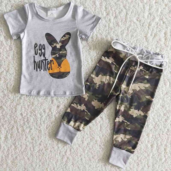 

fashion kids designer clothes boys short sleeve camo bunny easter toddler baby clothing wholesale children, White