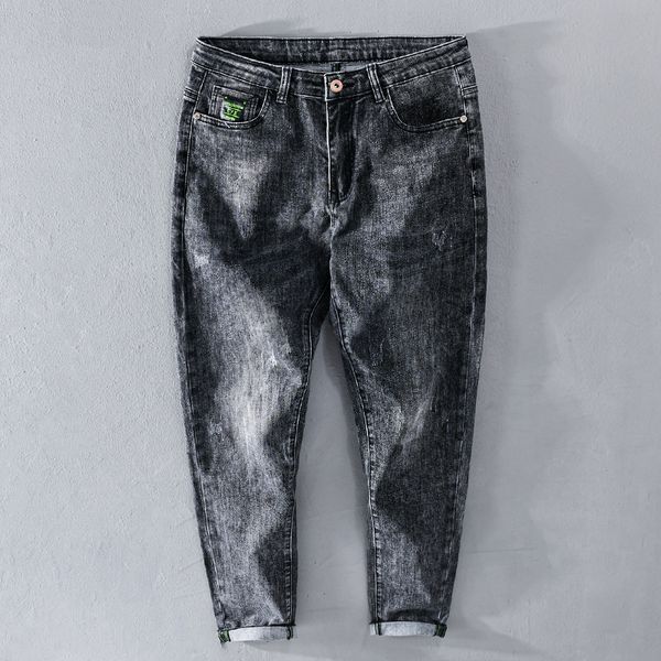 

new 2021 spring and autumn stretch cotton jeans pants casual black ankle-length trousers for men fashion mens clothing spodnie nw37, Blue