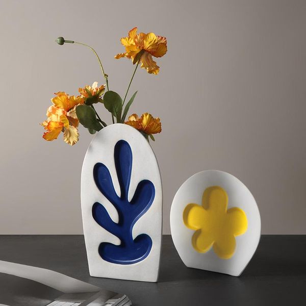 Vasi Vaso da fiori moderno in ceramica bianca in ceramica Decorazione nordica per la casa in porcellana Matrimonio Vaso per piante di grandi dimensioni