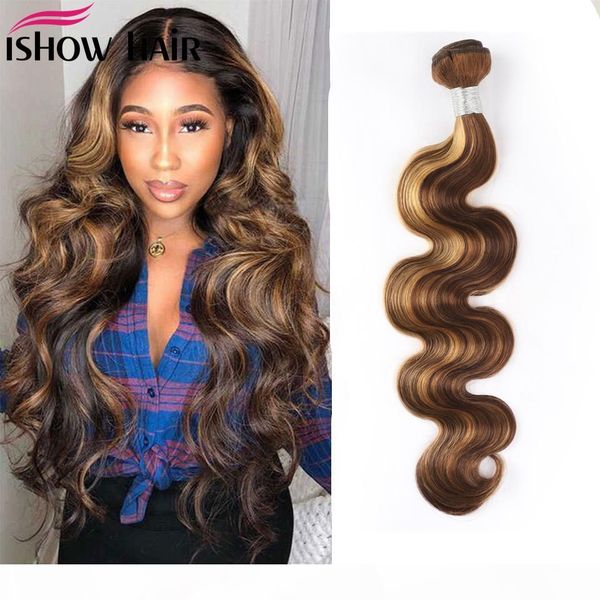 

ishow hair weaves bundles weft highlight 4 27 ombre body malaysian human hair bundles brazilian indian peruvian virgn human hair extensions, Black