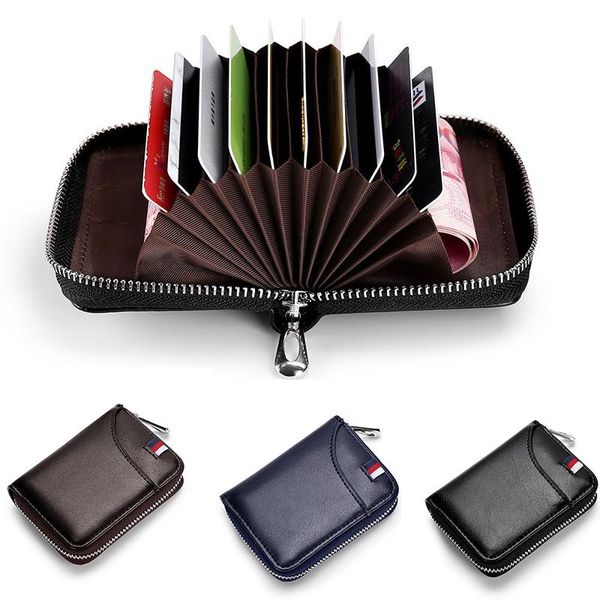 

card holders ladies id holder coin purse casual men's case rfid anti-theft brush slim personalized, Brown;gray