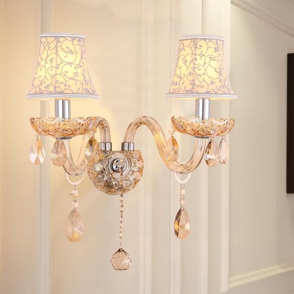 

wall lamps fashion crystal lamp bedside brief double slider light source