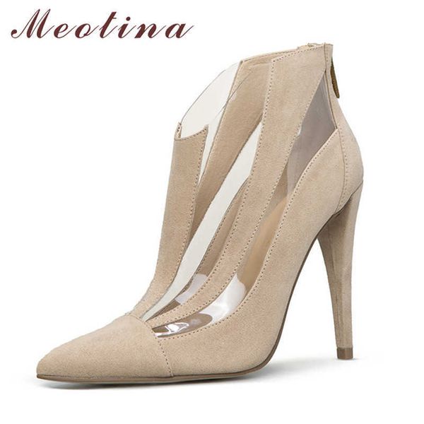 

meotina shoes women transparent super high heel pumps pointed toe stiletto heels zipper footwear female autumn black white 210608